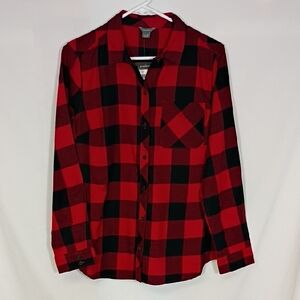 NWT Eddie Bauer Forest Flannel Scarlet Plaid Shirt Women's Size Medium Winter